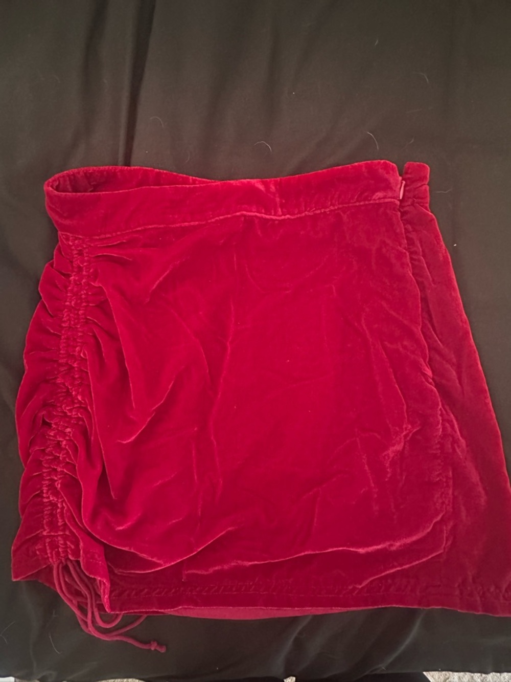 Nordstrom burgundy Velvet Ruched Mini Skirt